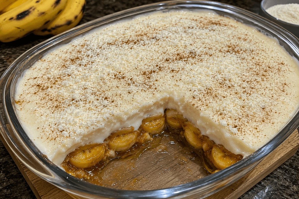 Banana caramelizada com creme de Leite Ninho