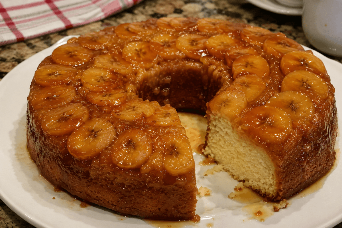 Bolo de Banana Caramelada.