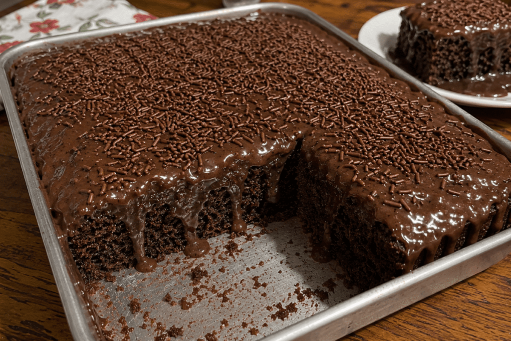 Bolo de chocolate com calda cremosa