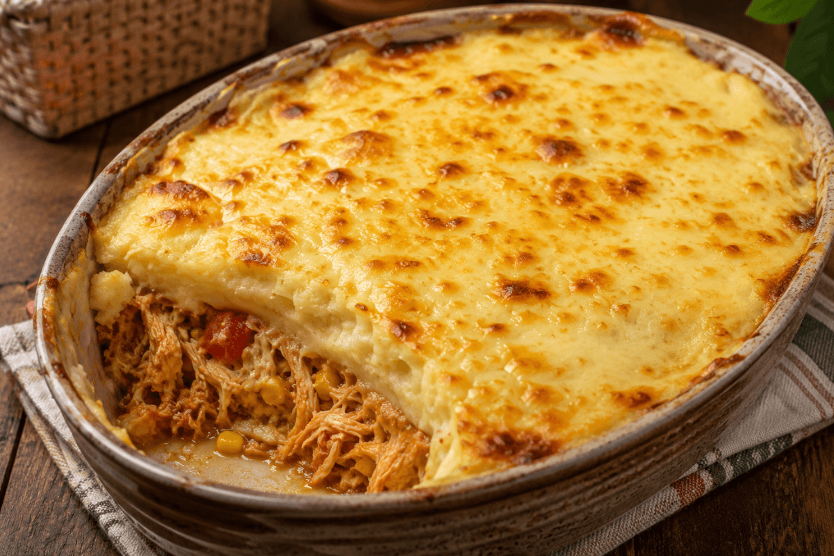 Escondidinho de frango com purê de batata
