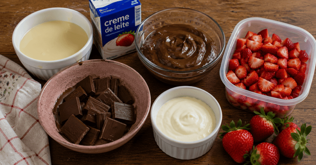 Ingredientes da Taça de morango com chocolate
