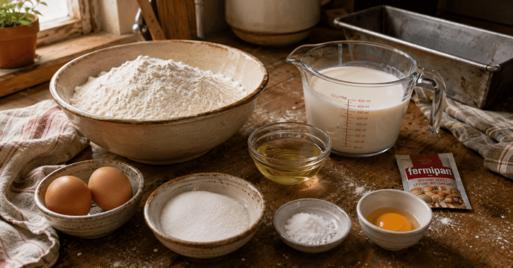 Ingredientes da receita de Pão caseiro fofinho