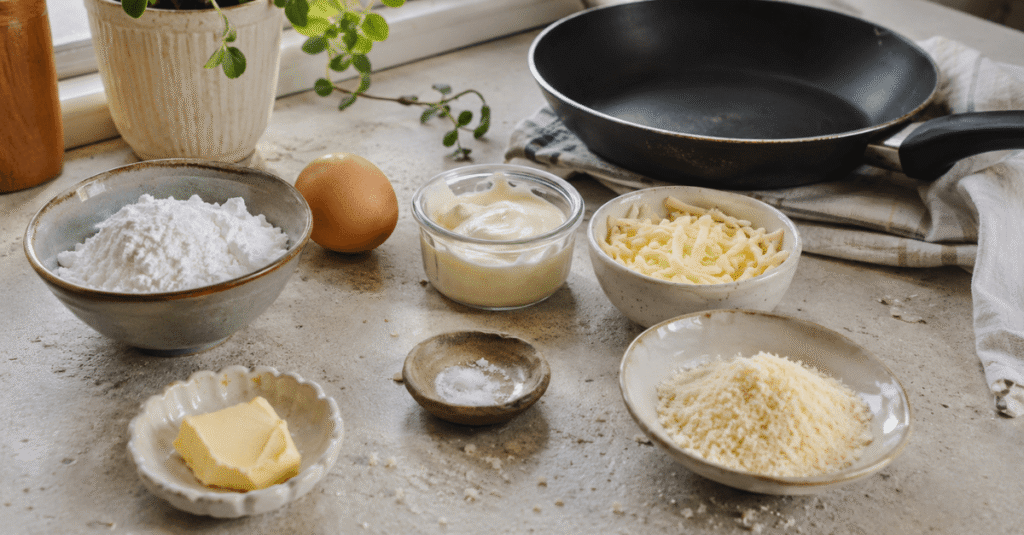 Ingredientes da receita de Pão de queijo de frigideira