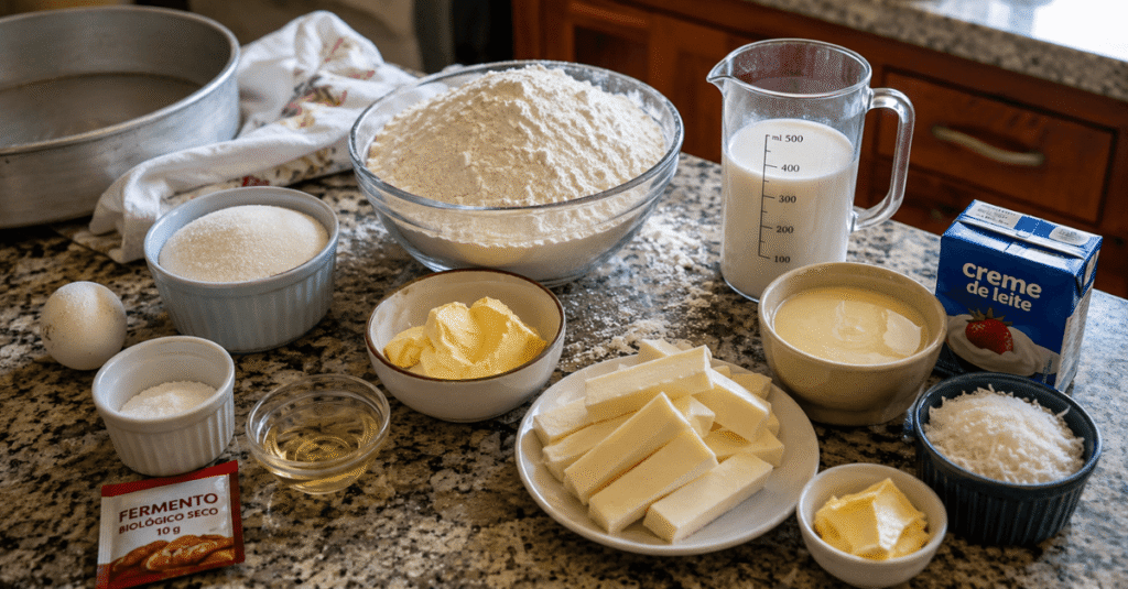 Ingredientes do Enroladinho de queijo com cobertura