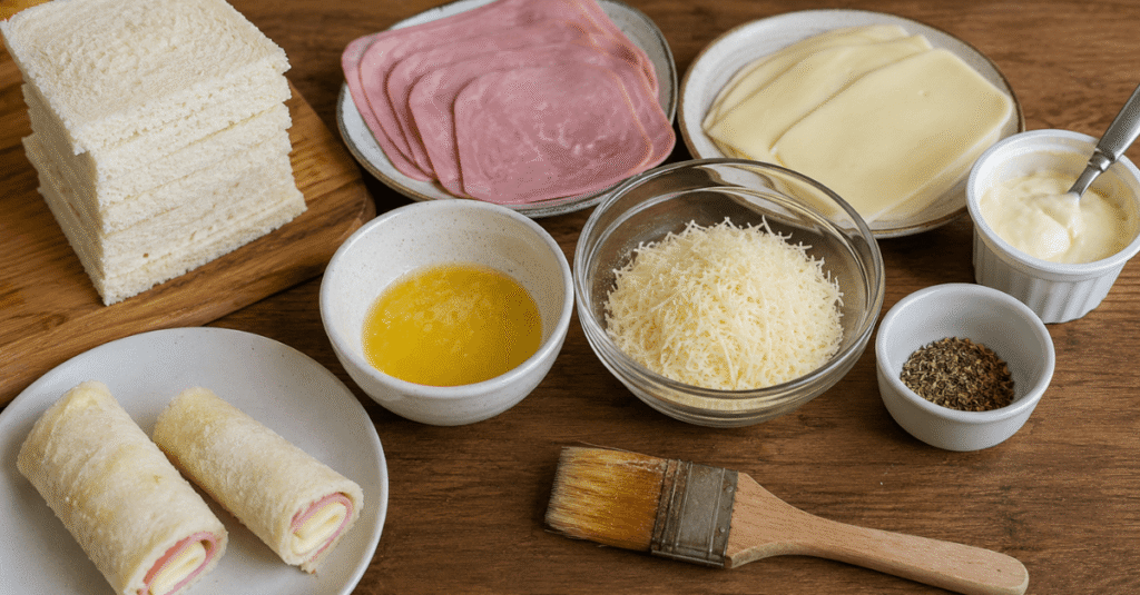 Ingredientes do Misto-quente enrolado com crosta de parmesão na AirFryer
