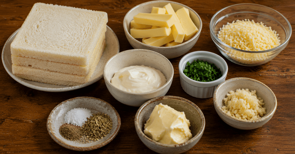 Ingredientes do Pão de alho recheado com queijo na AirFryer