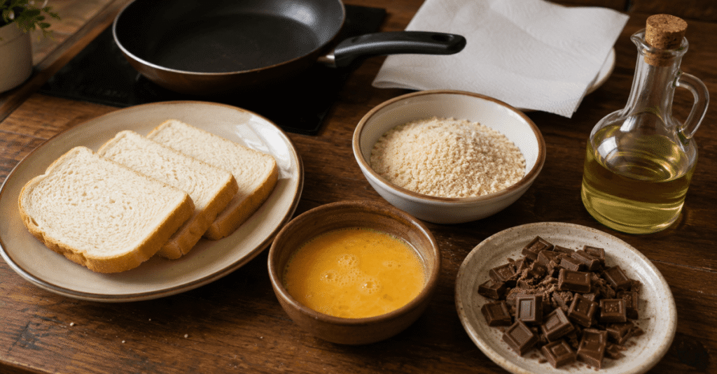 Ingredientes do Pão frito recheado com chocolate