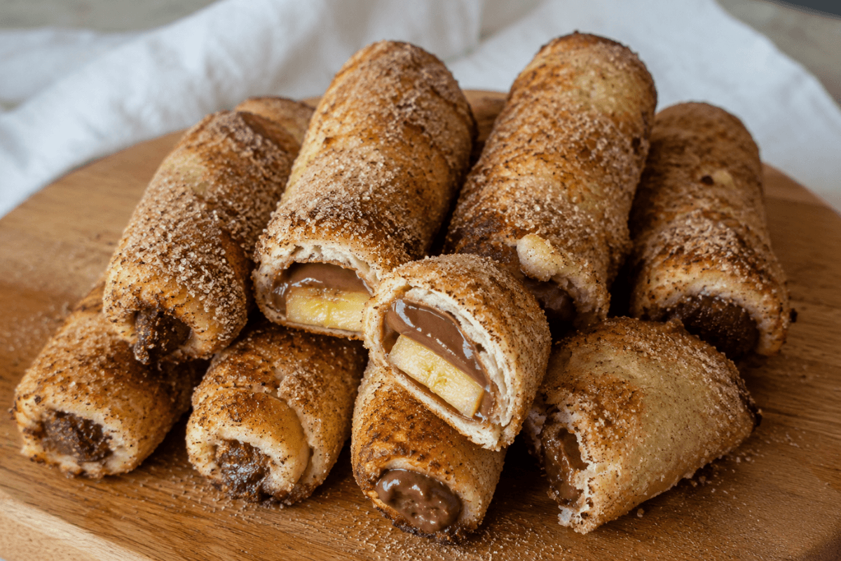 O Rolinho de pão com brigadeiro e banana na AirFryer