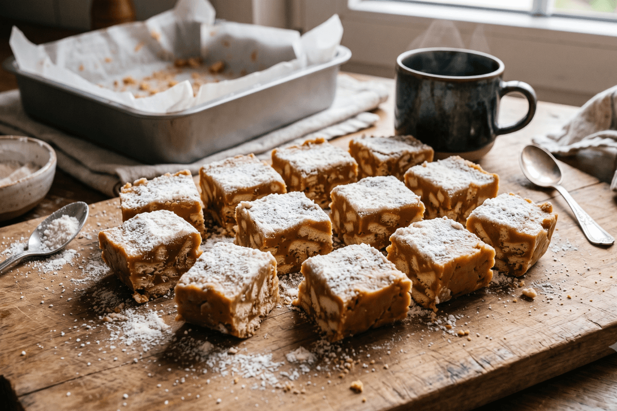 Palha italiana de doce de leite