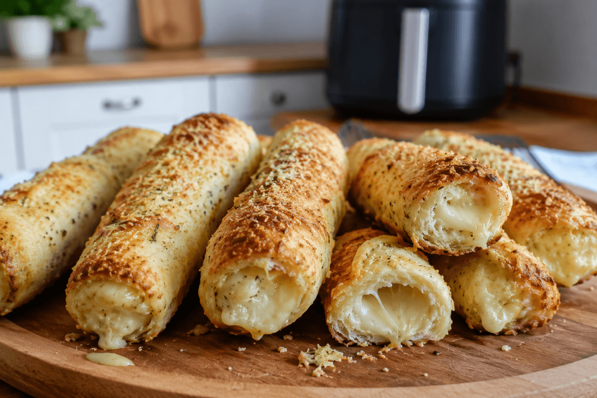 Pão de alho recheado com queijo na AirFryer