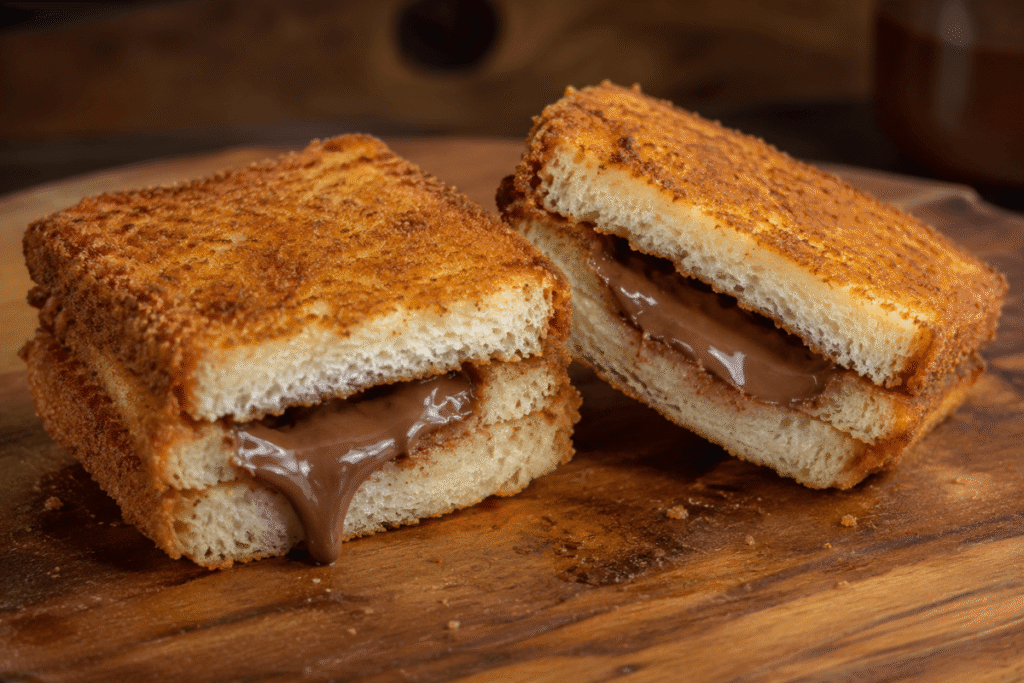 Pão frito recheado com chocolate1