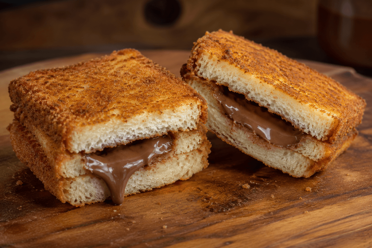 Pão frito recheado com chocolate1