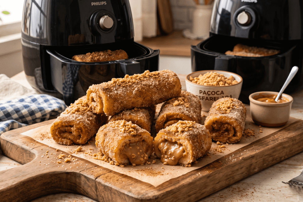 Rabanada de paçoca recheada com doce de leite na AirFryer