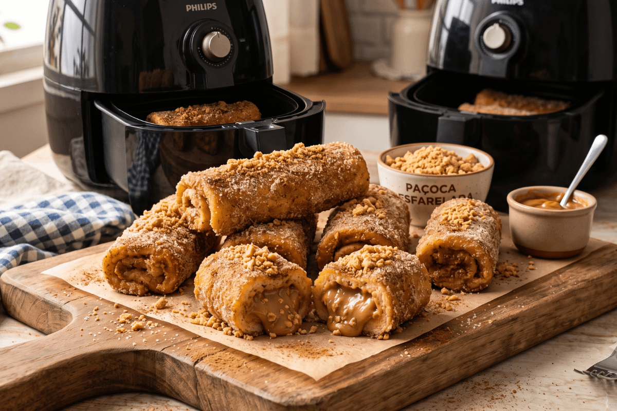Rabanada de paçoca recheada com doce de leite na AirFryer