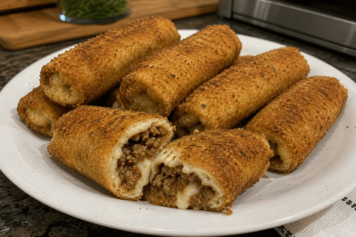 Rolinho de carne moída com requeijão