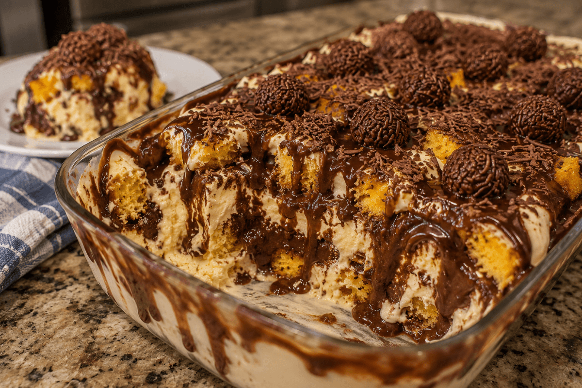 Sorvete de bolo de cenoura com calda trufada
