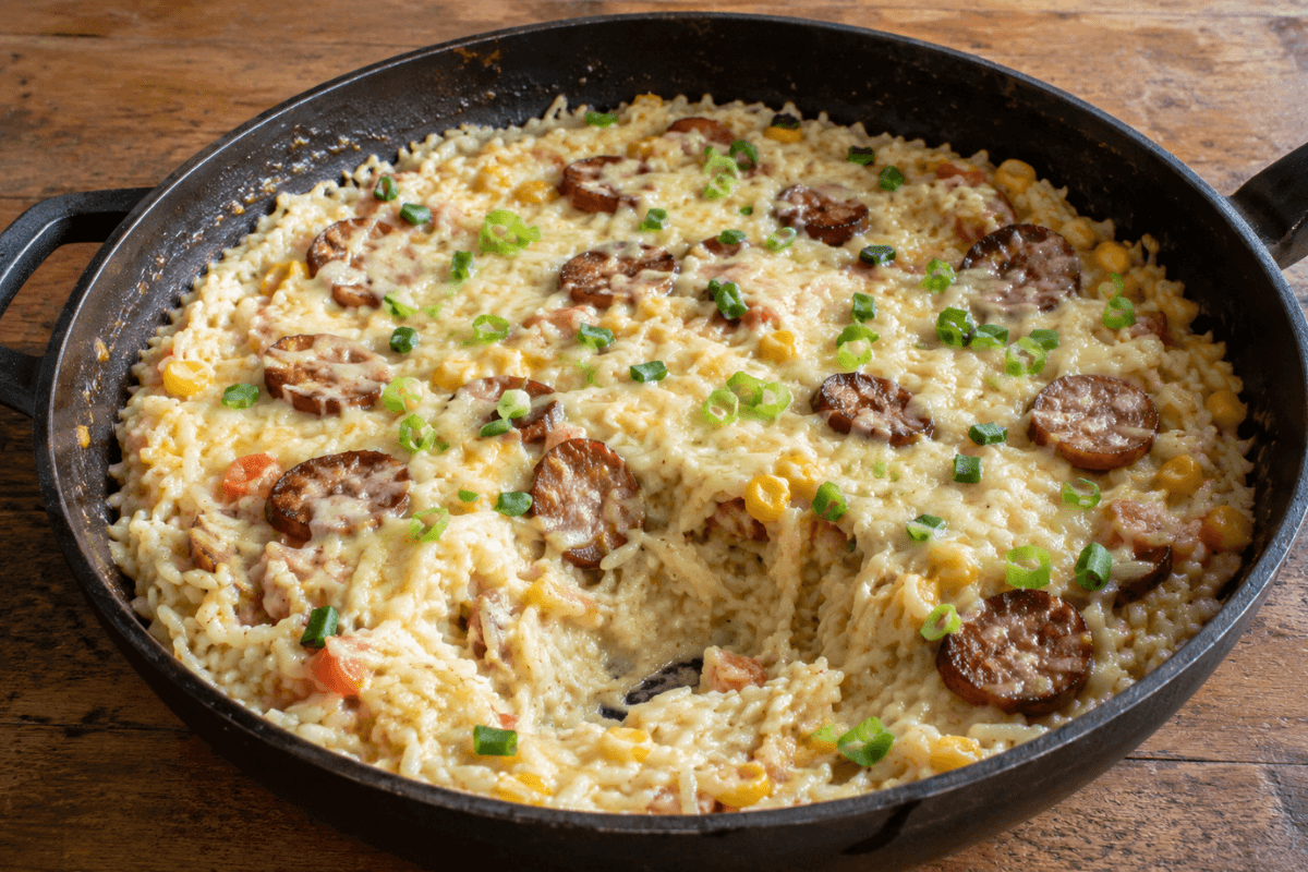 Arroz cremoso com calabresa