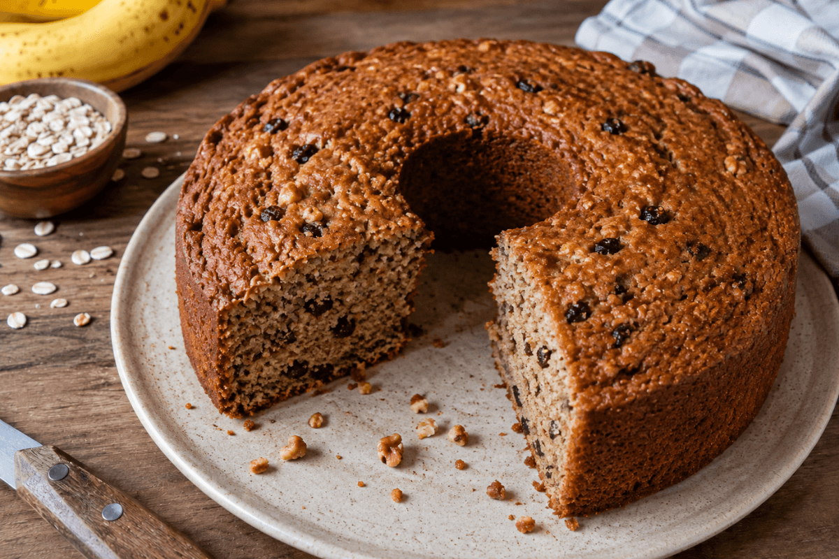 Bolo de banana e aveia