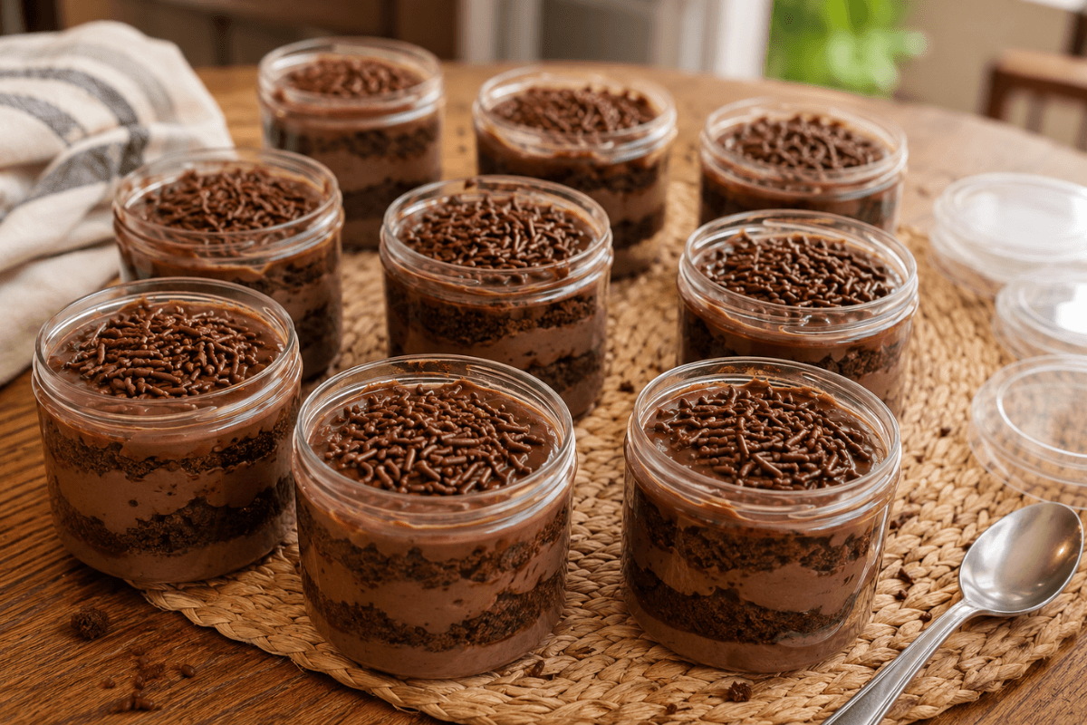 Bolo de brigadeiro no pote