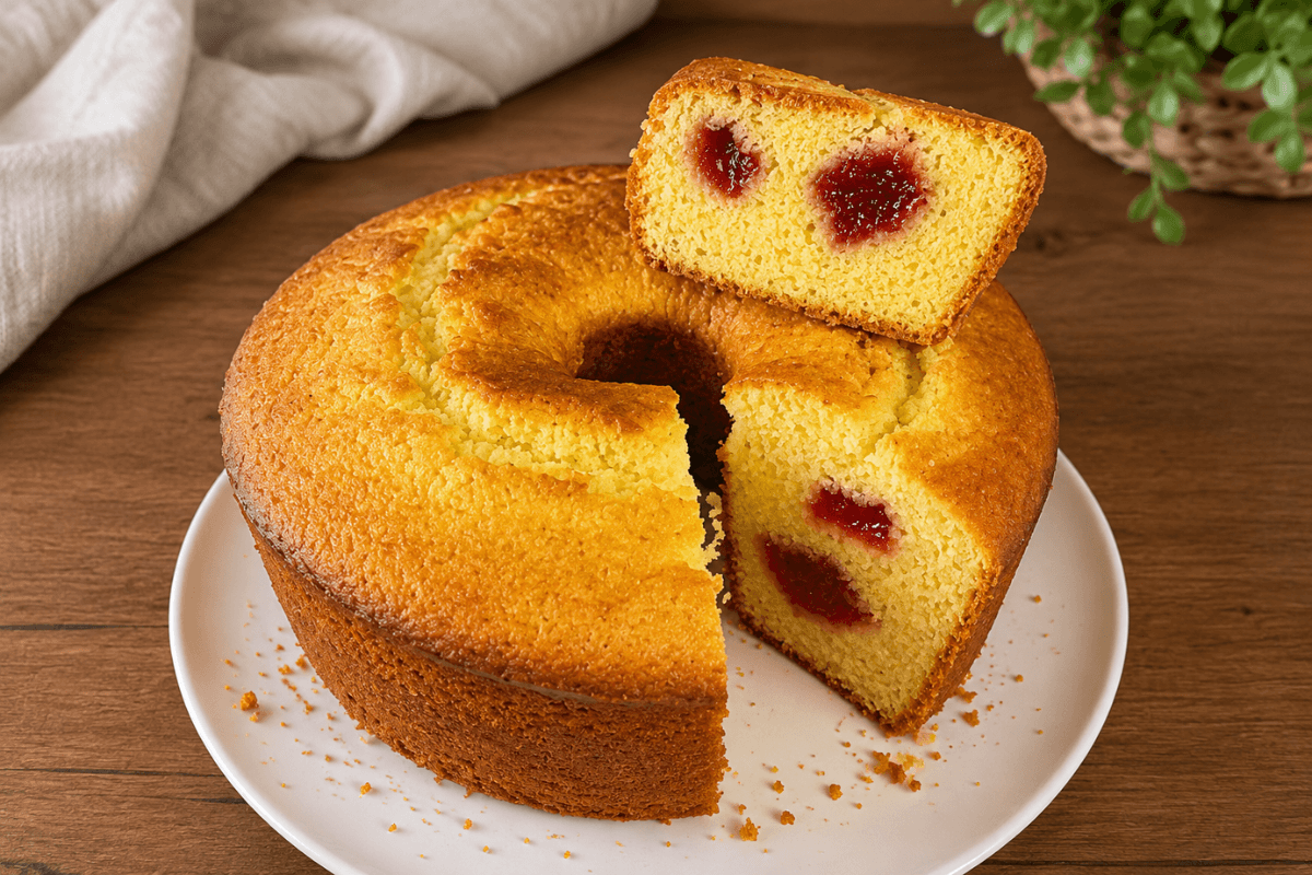 Bolo de fubá com goiabada