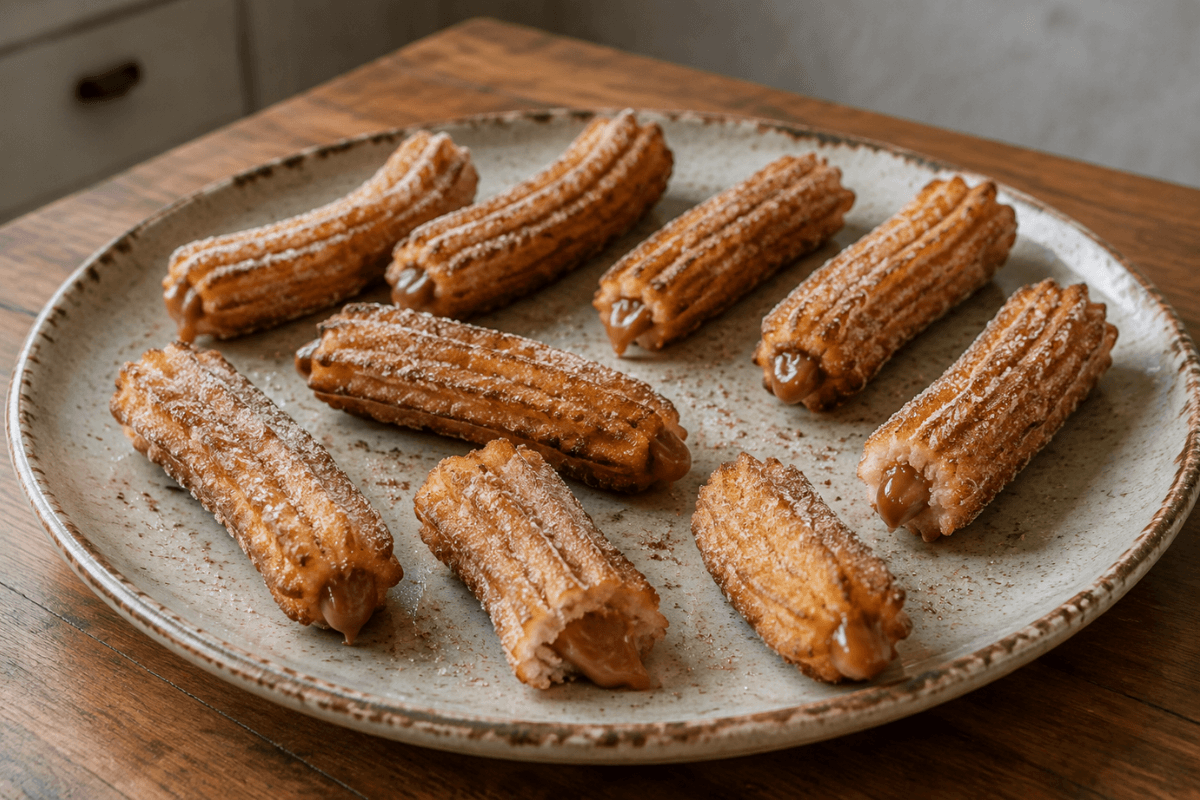 Churros caseiros com doce de leite