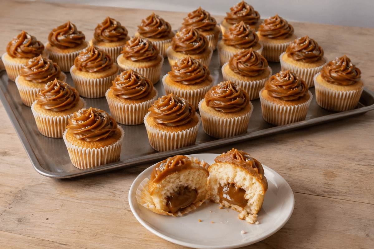 Cupcakes recheados com doce de leite