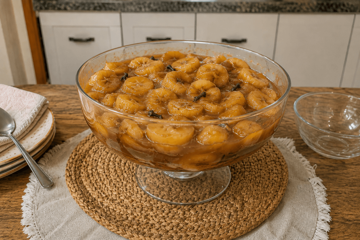 Doce de banana com calda