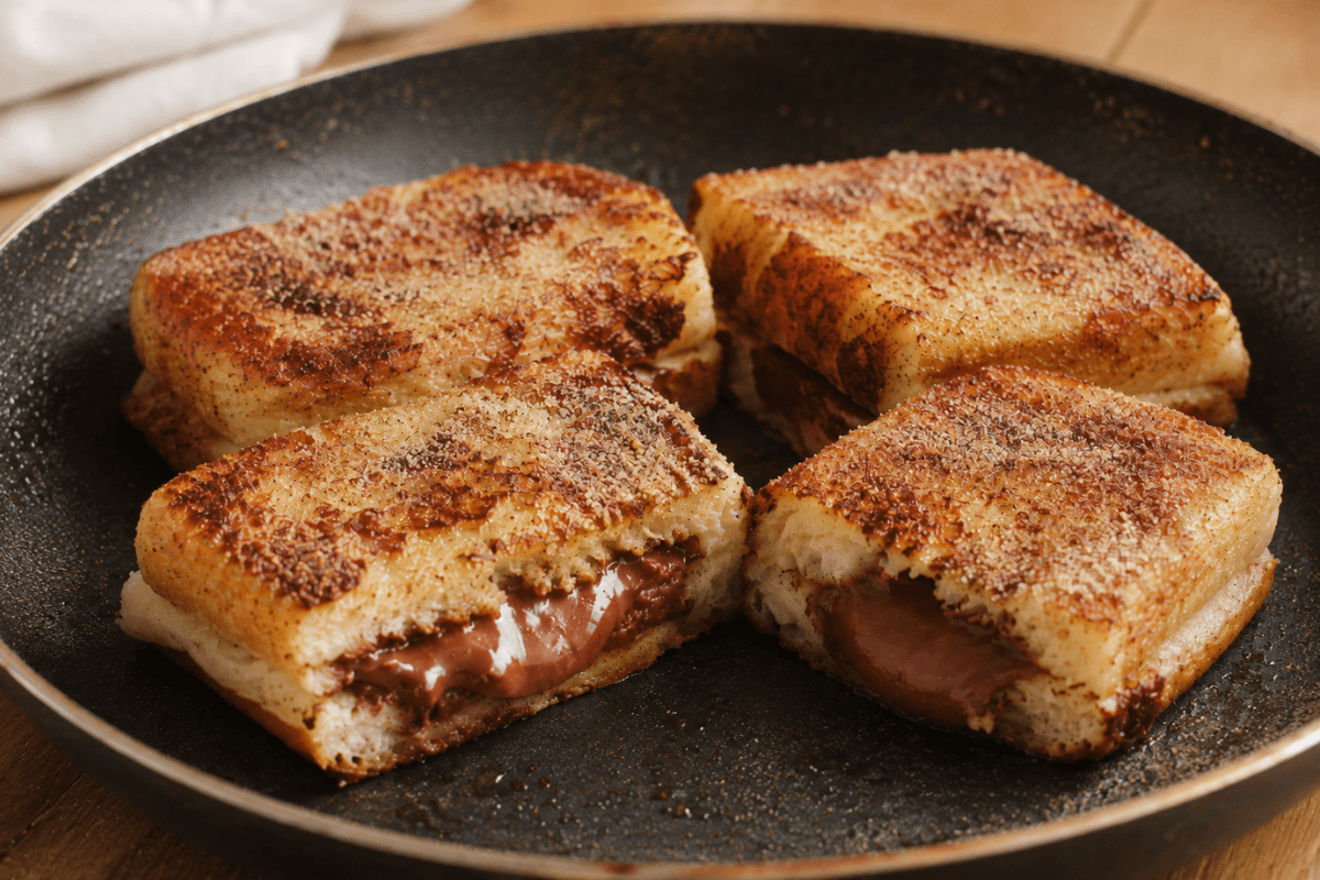 Rabanada recheada com Nutella na frigideira