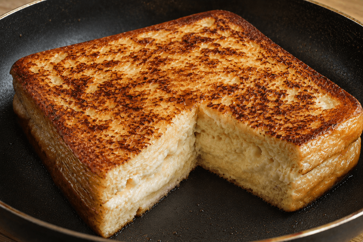 Toast cremoso de leite na frigideira