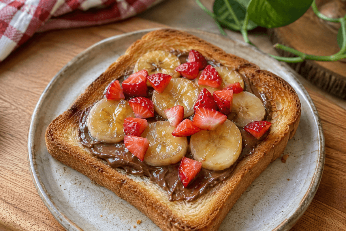 Toast de banana com Nutella e morango na AirFryer