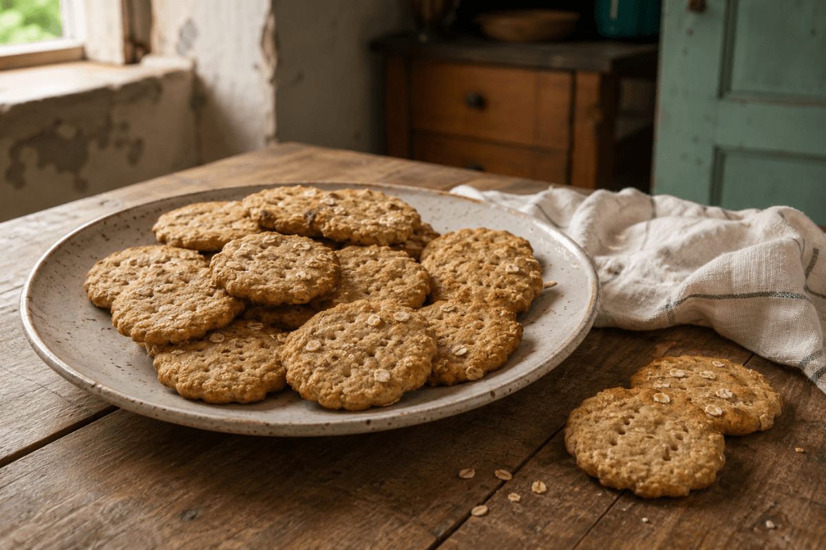 Biscoitos de aveia com banana e mel