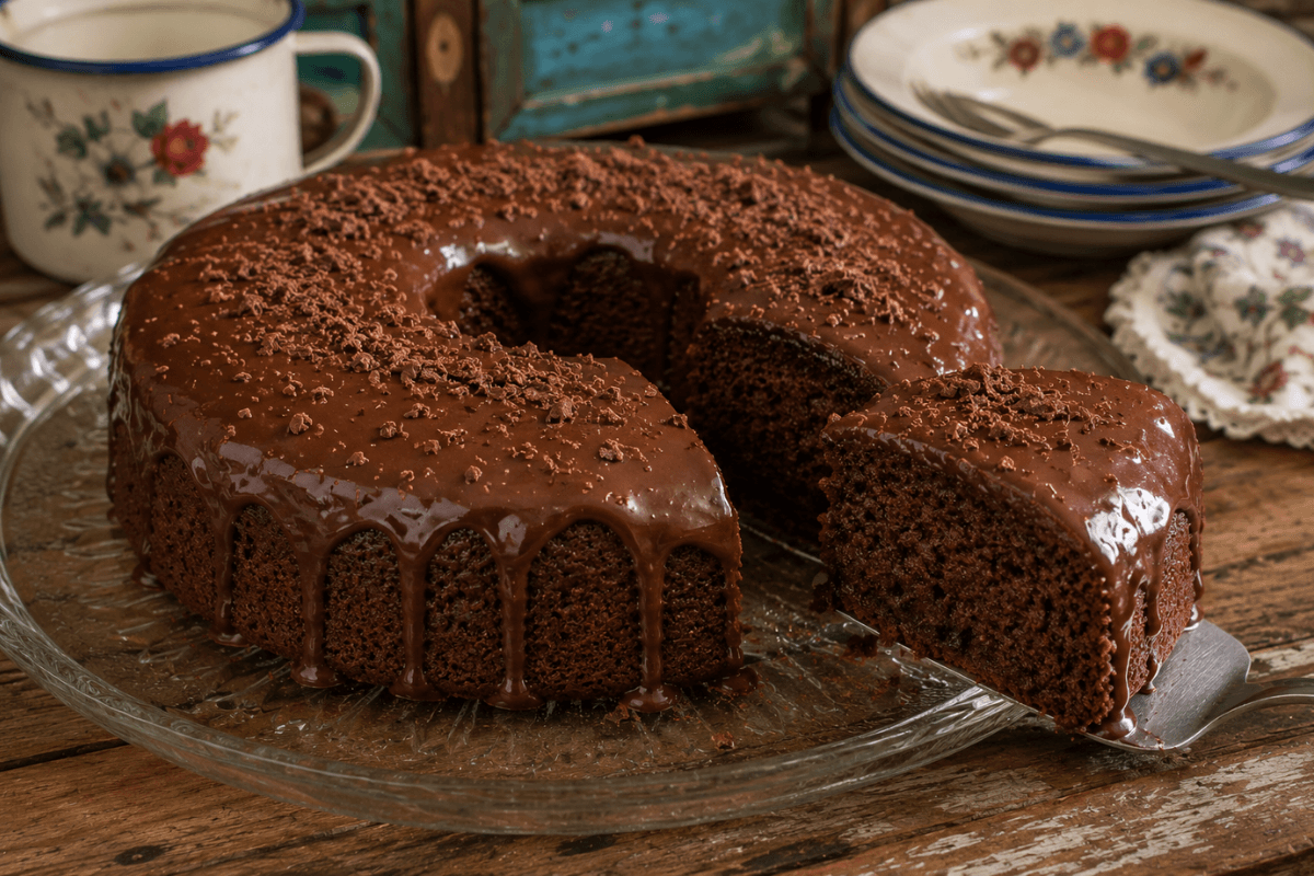 Bolo de chocolate com água quente