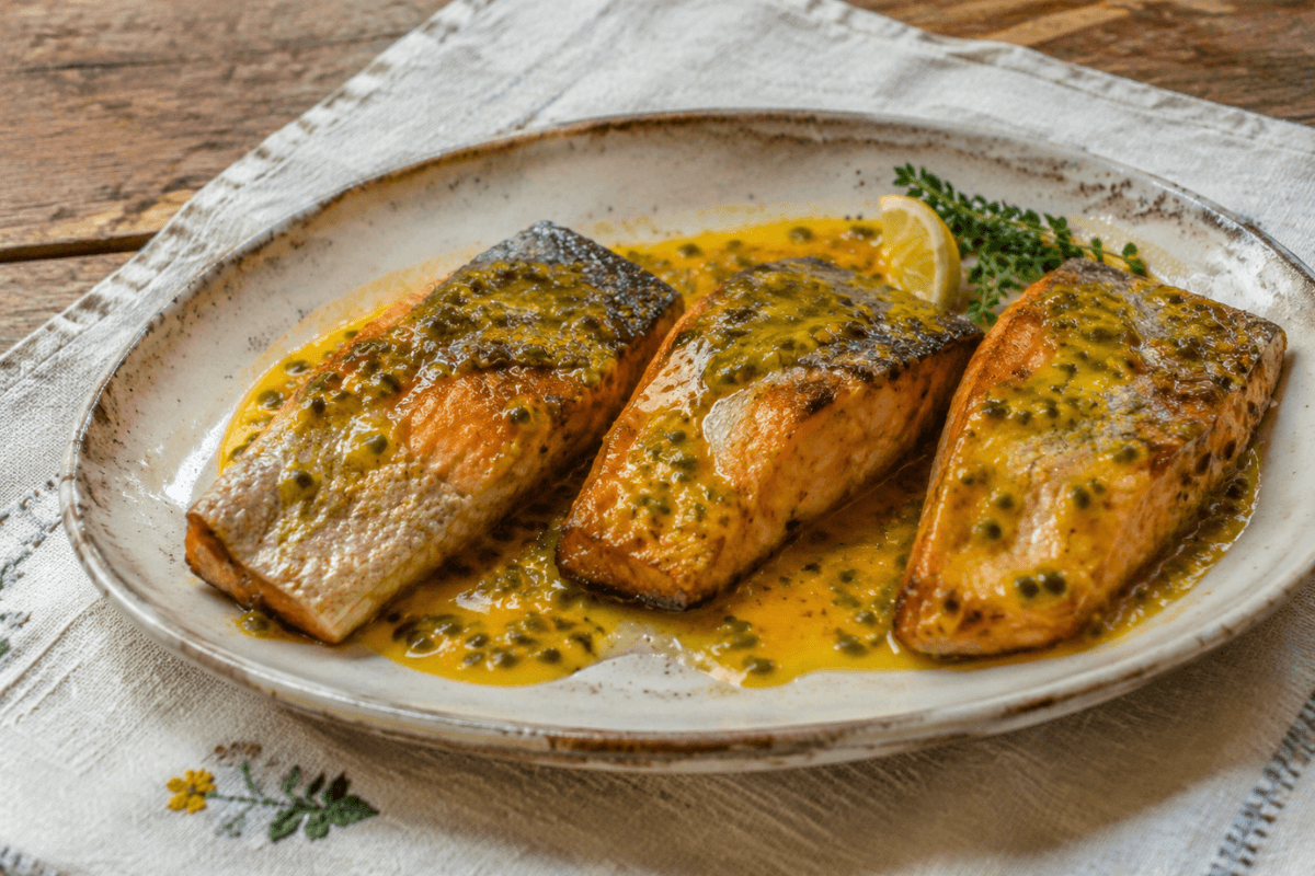 Salmão ao molho de maracujá na air fryer