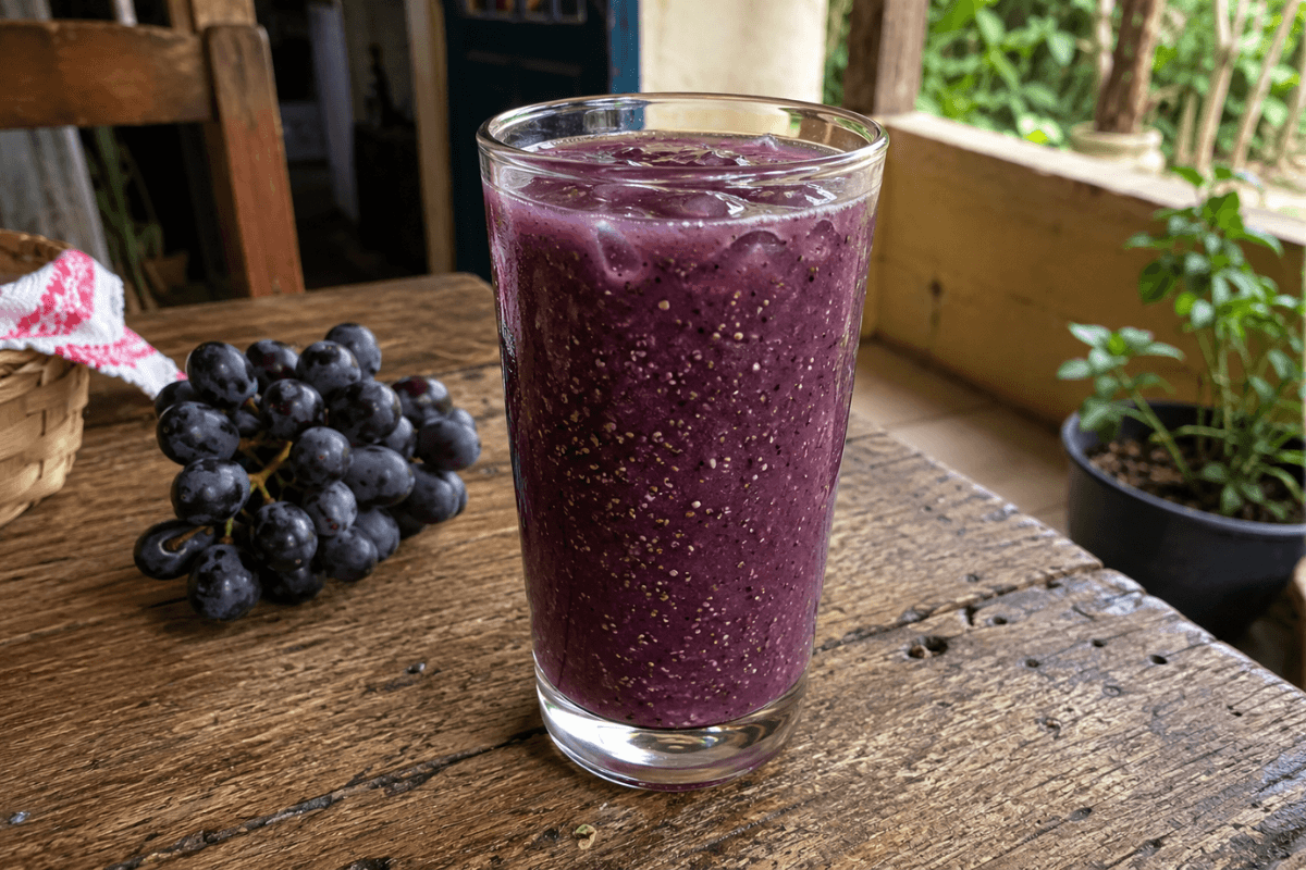 Suco detox de uva com chia