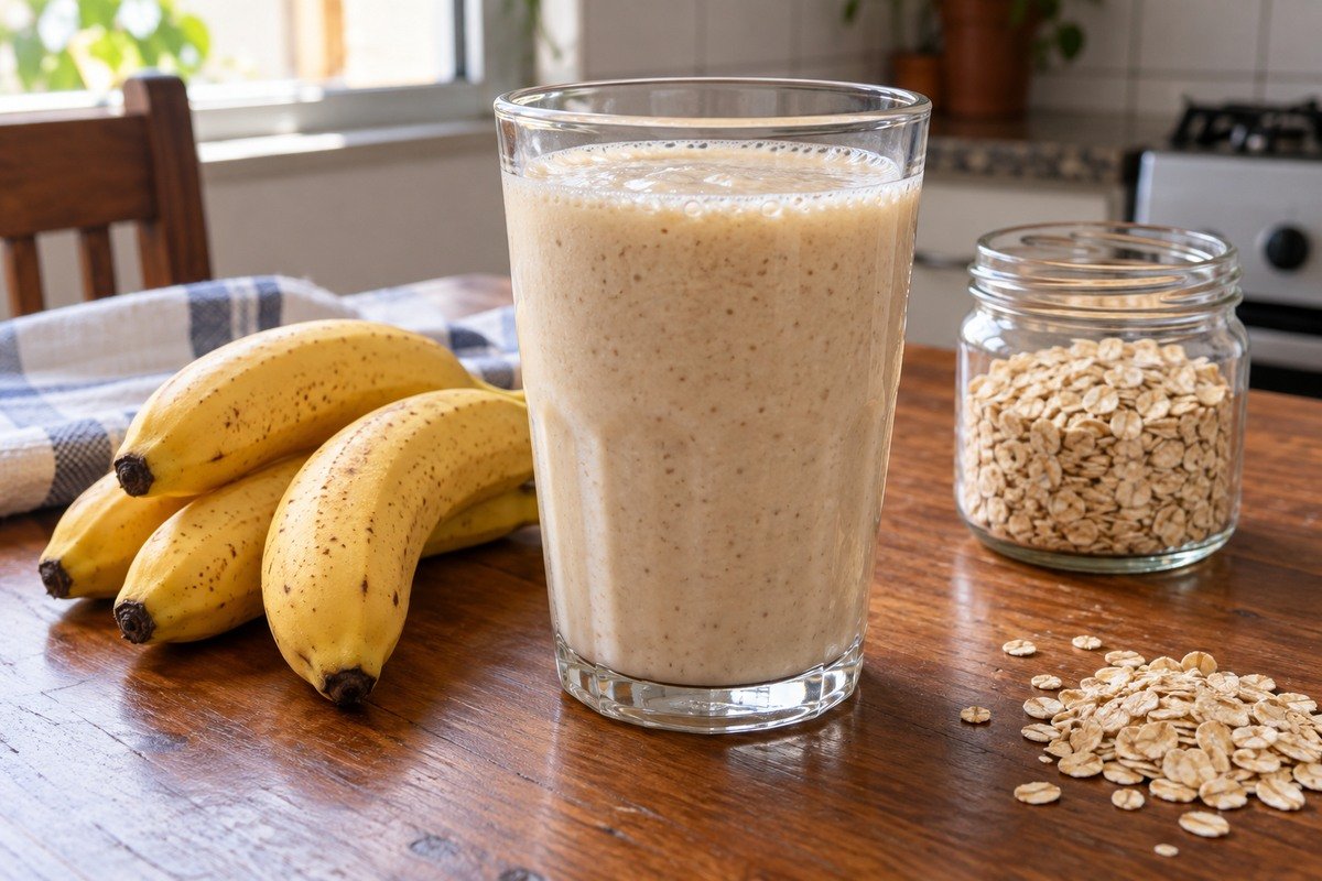 Copo de vitamina de banana cremosa